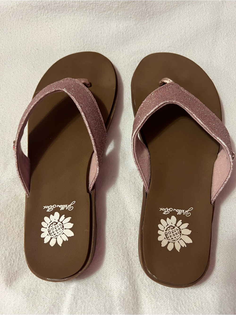 Yellow Box Rose Gold Glitter Thong Sandals - Women